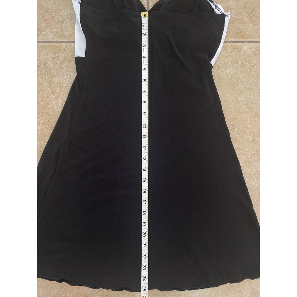 Vintage 90s Y2K Taboo Black & White Spaghetti Strap V Neck Mini Dress Size M - Picture 6 of 9